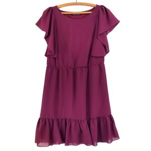 Atmosphere Wine Red Ruffled Fit Flare Mini Dress